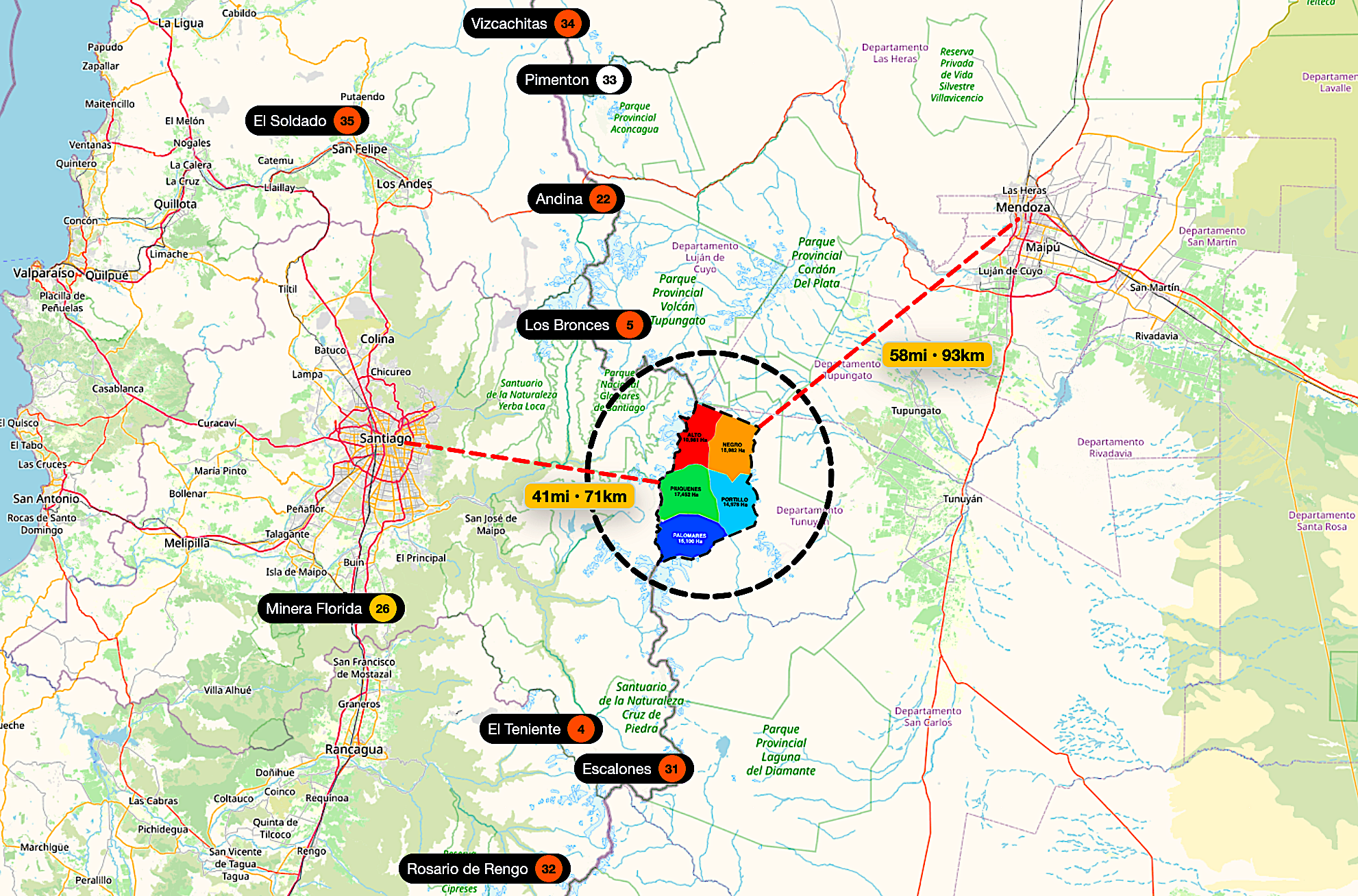 Mapa estático del corredor estratégico